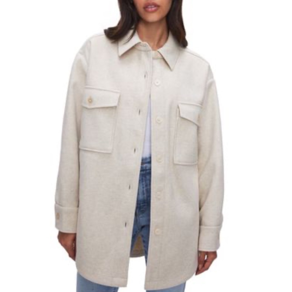 Good American Longline Shacket 
OATMEAL HEATHER, Large/XL new